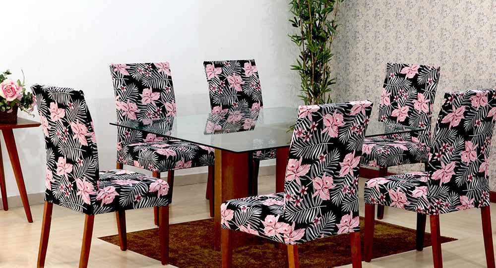 Capas de Cadeira 04 Lugares Floral Rosa